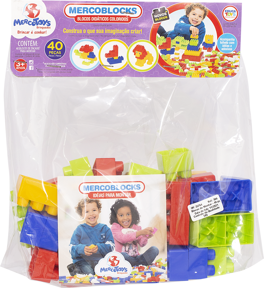 Mercoblocks Blocos Didáticos Coloridos 40 Peças – Mercotoys