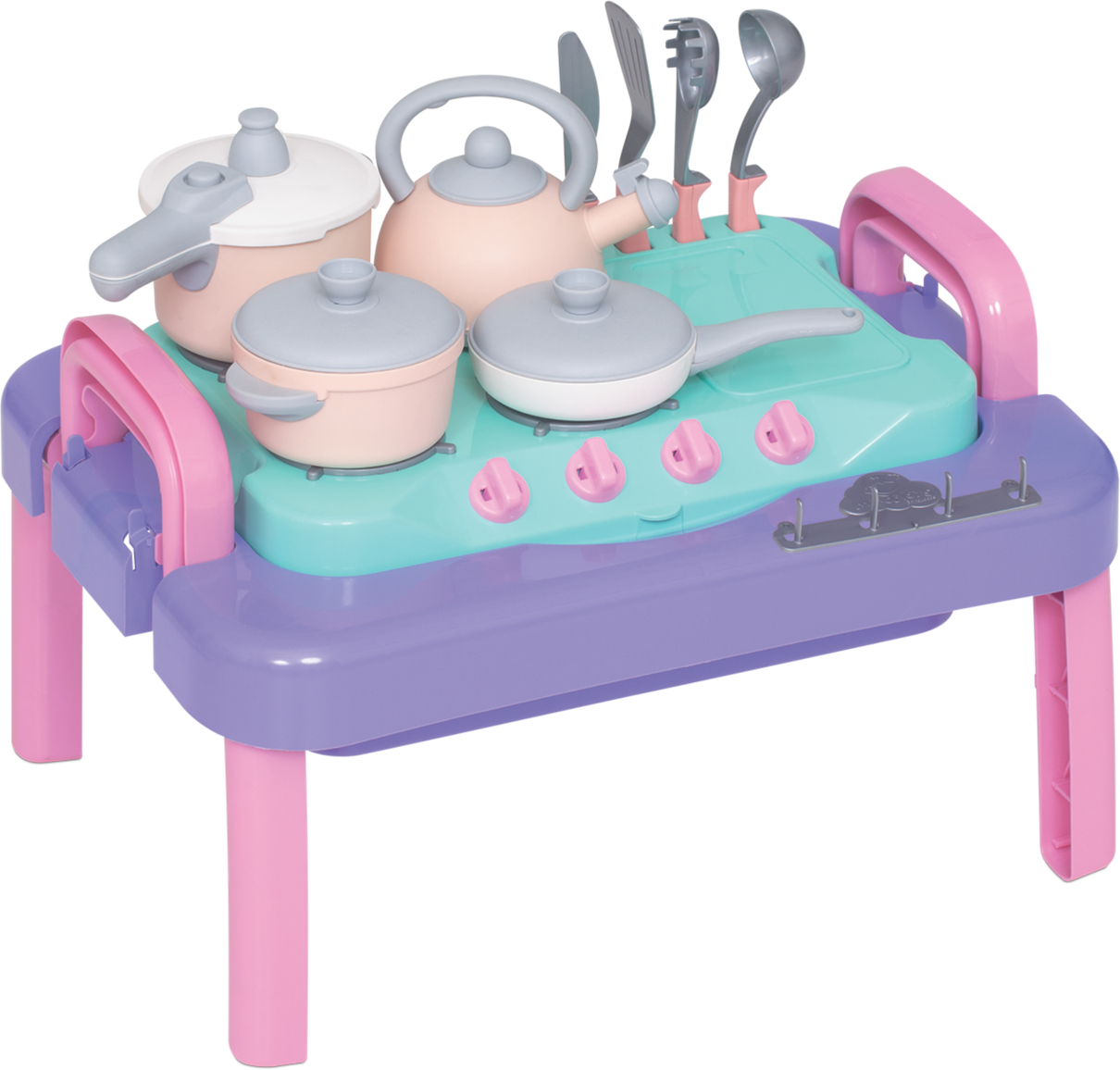 Cozinha Baby Gourmet nas cores rosa e lil&aacute;s